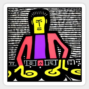 DJ on the Decks Pop-Art Sticker